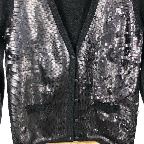 ANTHROPOLOGY Robbi&Nikki black/gray cashmere/wool sequins cardigan S - Picture 7 of 12